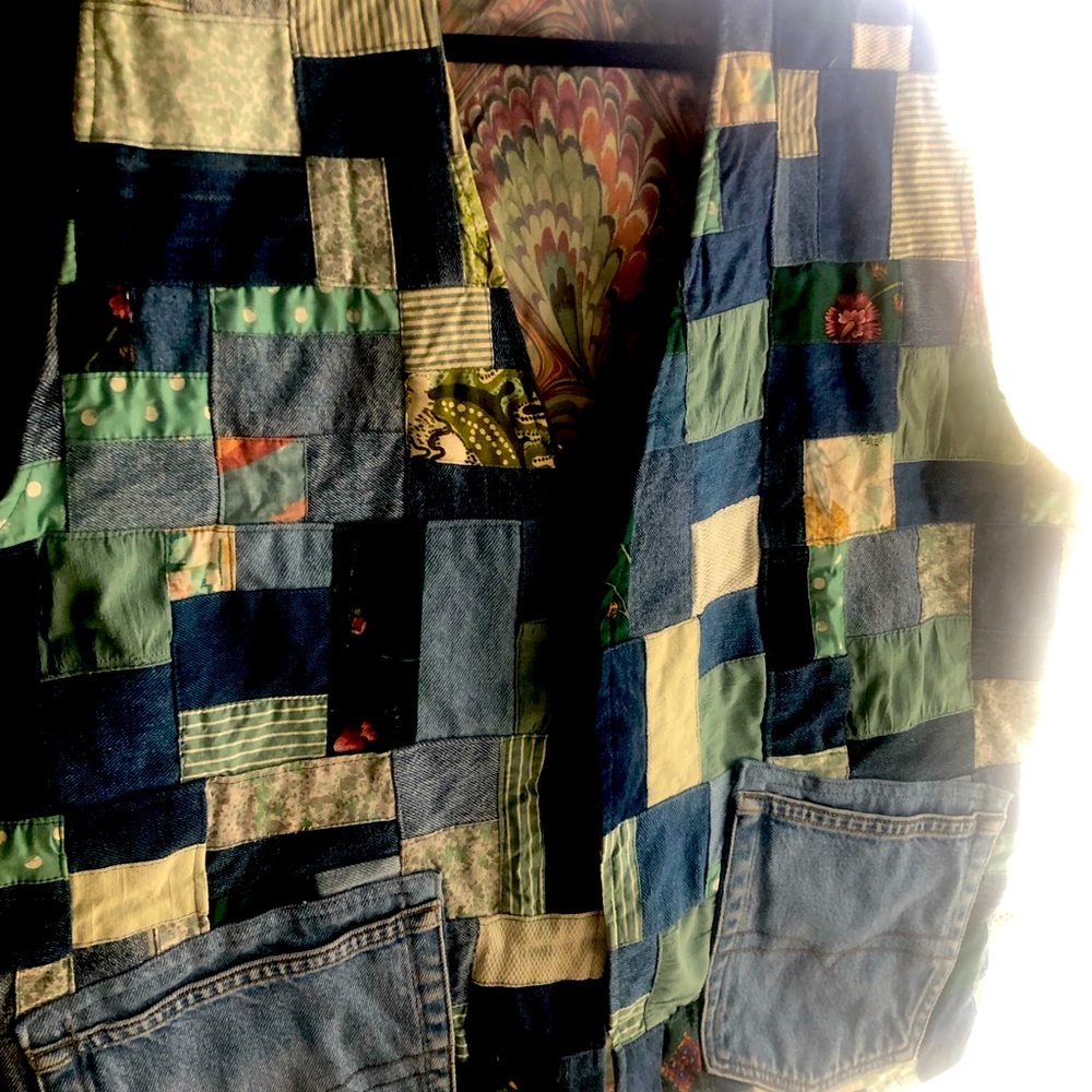 Vintage denim patchwork vest!
